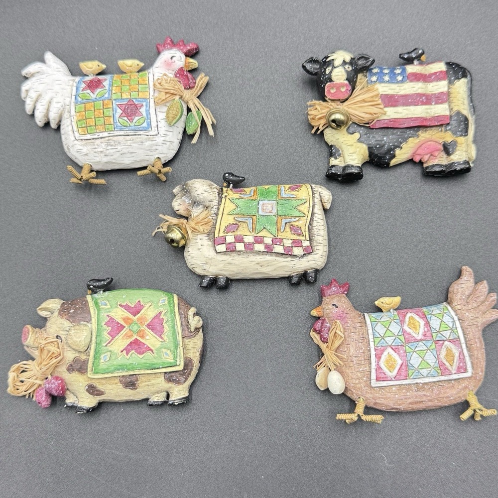 VTG Avon Barnyard Animals Cottagecore Refrigerator Magnets Lot Of 5 Farm Country